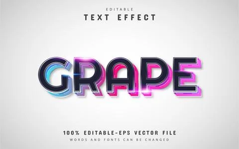Colorful grape text effect Stock Illustration