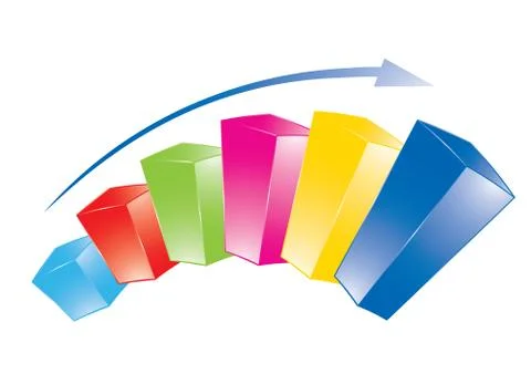 Colorful graph with arrow, vector illustration Stock Illustration