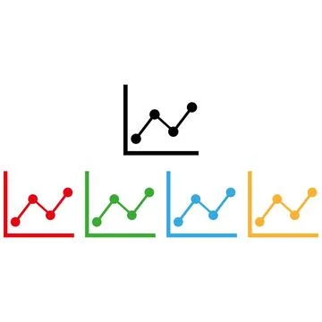 Colorful graph bar icon set in different colors . Growing graph icon Stock Illustration