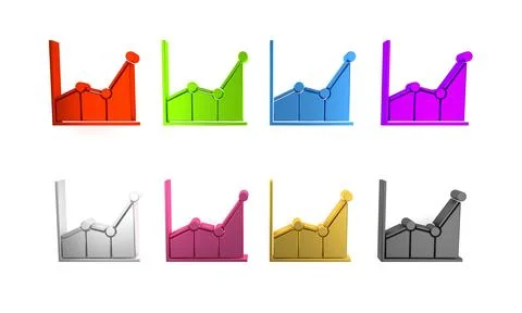 Colorful Graph, schedule, chart, diagram, infographic, pie graph icon isola.. Stock Illustration
