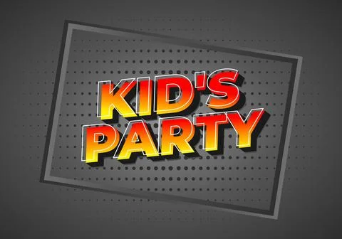 A colorful graphic design featuring the text Kids Party in bold, playful fo.. Stock Illustration