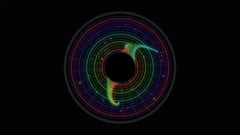 Colorful graphic design of wave patterns on a black background Stock Footage 337232313