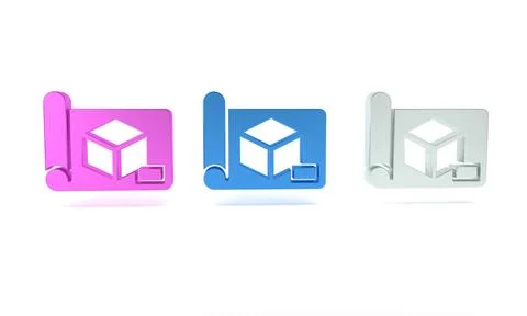 Colorful Graphing paper for engineering icon isolated on white background. .. Stock Illustration