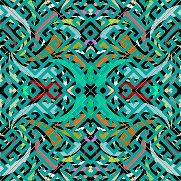 Colorful greek vector seamless pattern. Bright turquoise vector abstract back Stock Illustration