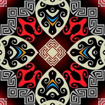 Colorful greek vector seamless pattern. Ornamental modern background. Repeat 스톡 일러스트