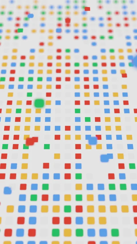 Colorful grid activity with vibrant squares and circles data visualization Stock Footage 321960934