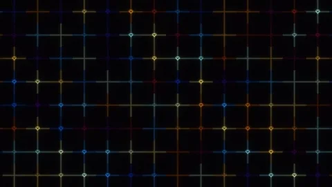 Colorful grid background in dark space with glowing lines Видео 338180050