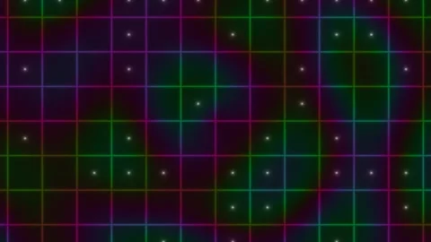 Colorful grid with glowing dots and lines on a dark Stock Footage 338006009