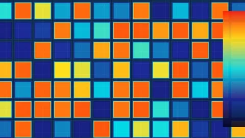 Colorful grid pattern with geometric shapes on a digital Stock Footage 340352029