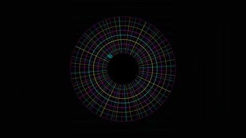 Colorful grid pattern rotating in a circle on a dark background Stock Footage 337070780