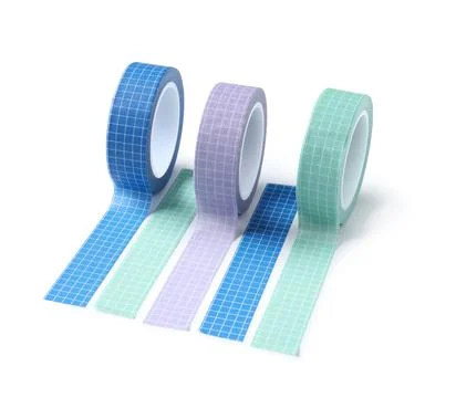 Colorful grid pattern washi tapes for crafting and decorative projects, isola Stock Photos