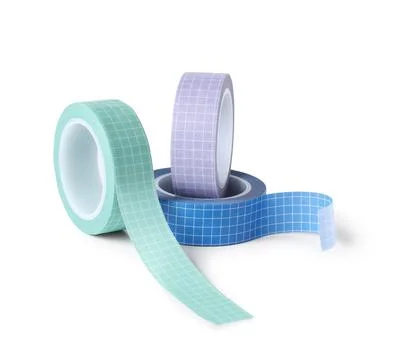Colorful grid pattern washi tapes for crafting and decorative projects, isola Stock Photos