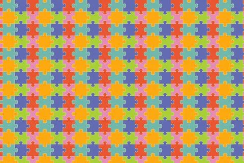 Colorful Grid Puzzle Pieces Pattern Illustrazione stock