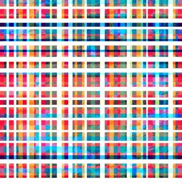 Colorful grid seamless pattern with grunge effect Stock Illustration