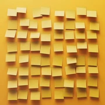 Colorful Grid of Yellow Sticky Notes on a Bright Yellow Background Illustrazione stock