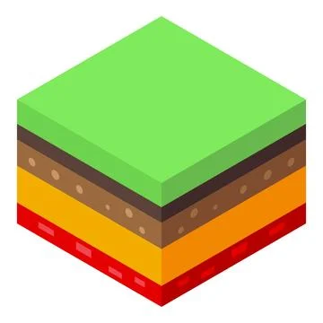 Colorful ground layers showing different soil textures in isometric view, rep Stock Illustration