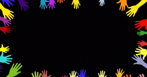 Colorful group of hands in a crowd (4k) Stock Footage 60616422