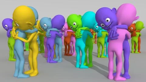 Colorful group hugging Stock Illustration