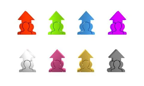 Colorful Growth chart and progress in people crowd icon isolated on white b.. Stock Illustration