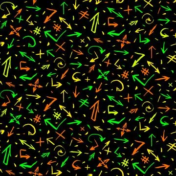 Colorful Grunge Seamless Pattern With Different Arrows 스톡 일러스트