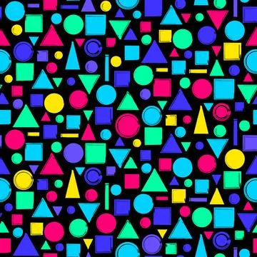 Colorful Grunge Seamless Pattern With Different Geometrics 스톡 일러스트