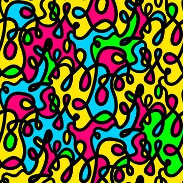 Colorful Grunge Seamless Pattern With Different Lines Stock Illustration