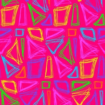 Colorful Grunge Seamless Pattern With Different Shapes Illustrazione stock