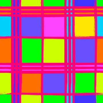 Colorful Grunge Seamless Pattern With Different Tartan 스톡 일러스트