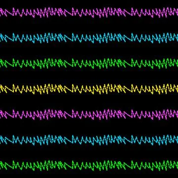 Colorful Grunge Seamless Pattern With Different Zigzag Stock Illustration