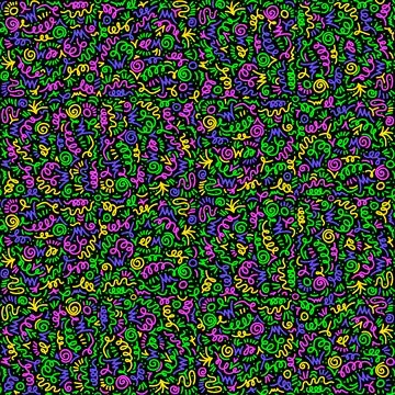 Colorful Grunge Seamless Pattern With Squiggle Scribbles Stock Illustration