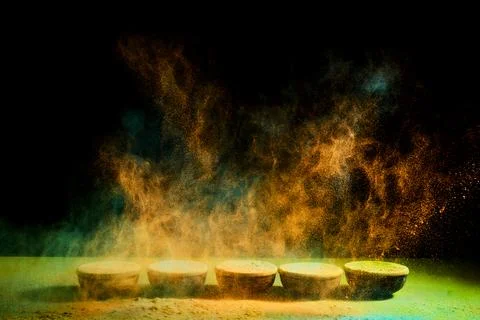 Colorful gulal powder exploding creating abstract vibrant festival 库存照片