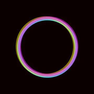 Colorful halftone circle frame on black. Neon stereo effect background Stock Illustration