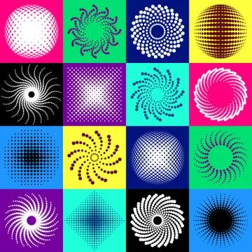 Colorful halftone design elements Stock Illustration
