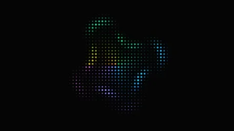 Colorful halftone dot abstract shape morphing on black Stock Footage 335938439
