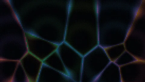 Colorful halftone dot grid pattern of glowing abstract cells Stock Footage 337140718