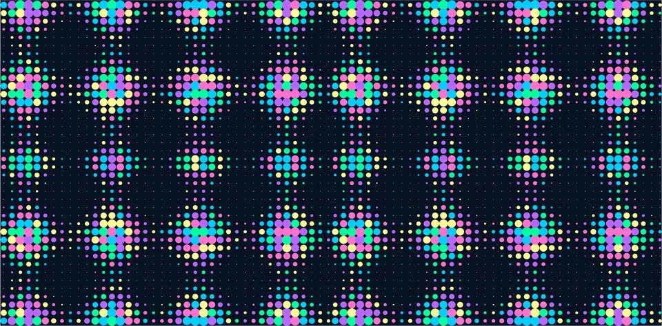 Colorful Halftone Dot Pattern on Dark Abstract Background Illustrazione stock