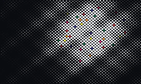 Colorful Halftone Dot Pattern with Gradual Size and Density Illustrazione stock