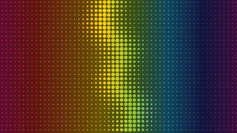 Colorful halftone dots create a vertical glowing wave across a dark spectrum Illustrazione stock