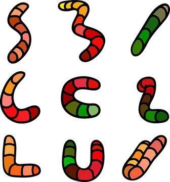Colorful Halloween Worm Element Bundle Stock Illustration