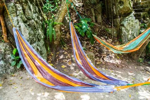Colorful hammocks Stock Photos