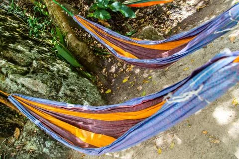 Colorful hammocks Stock Photos