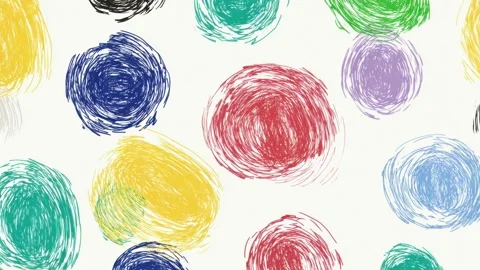 Colorful hand drawn circular scribble pattern background with seamless loop Stockbeeldmateriaal 341429056
