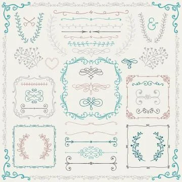 Colorful Hand Drawn Design Elements Stock Illustration