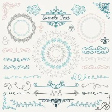 Colorful Hand Drawn Design Elements. Stock Illustration
