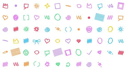 Colorful Hand-Drawn Doodle Elements Collection for Creative Design Projects.. Stock-Illustration
