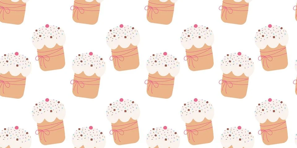 Colorful Hand drawn Easter cake with Sprinkles decorations Seamless Pattern Stock Illustration