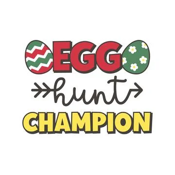 Colorful Hand-Drawn Easter Design with Egg Hunt Champion Quote Stock Illustration