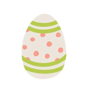 Colorful hand drawn Easter egg with polka dots and stripes for holiday Stock Illustration
