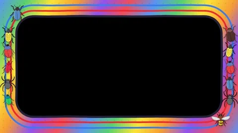 Colorful Hand Drawn Insect Border Overlay Frame Animation Loop Stock Footage 345304323