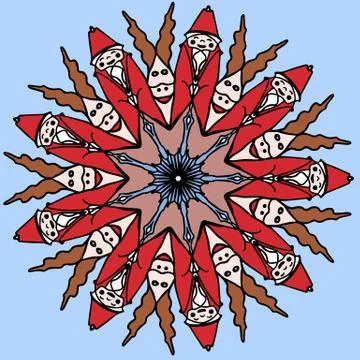 Colorful hand drawn mandala pattern with Christmas motive, vector Illustrazione stock